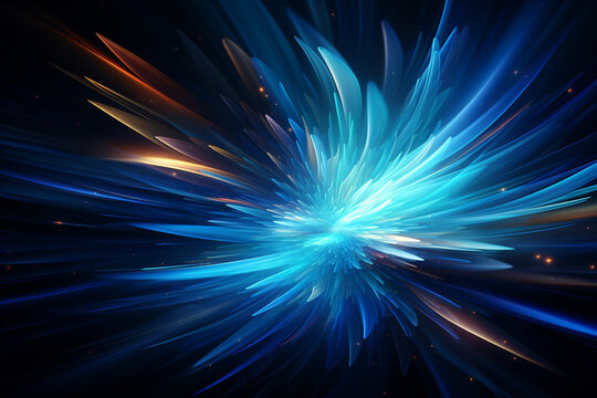 A blue abstract vortex design, representing innovation and transformation in the business world, business background Generative AI