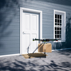 Obraz premium Drone delivering packages with medicines or vaccines directly to the client.