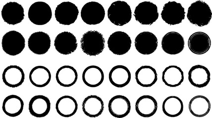 Grunge circles set, Grunge round shapes collection