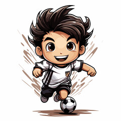 Soccer player hand-drawn comic illustration. Football player. Vector doodle style cartoon illustration