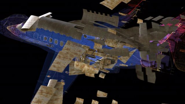 Holographic Futuristic Plane. 3D render. Simulation