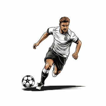 recommend clip art: Soccer player hand-drawn comic illustration. Football player. Vector doodle style cartoon illustration
