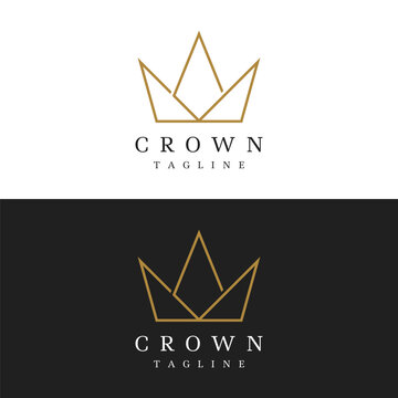 Vintage Golden Royal Crown logo template design with elegant and luxury geometric creative idea.Logo for business, beauty and salon.