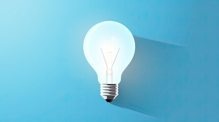 Light bulb on flat blue background. Illustration art concept.