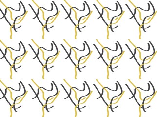 Ilustración de un patrón de lineas de color negro y dorado en un fondo blanco.