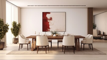 show flat interior design modern nature contemporary dining area daylight minimal decoration style home design concept, image ai generate