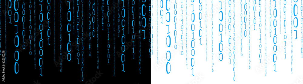 Poster digital matrix futuristic blue bit binary falling transparent background
