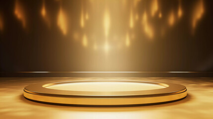 Obraz premium Abstract luxury background, Minimalistic gold architectural background and podium, Christmas holiday background, Modern design for poster, cover, branding, product showcase, AI generated.