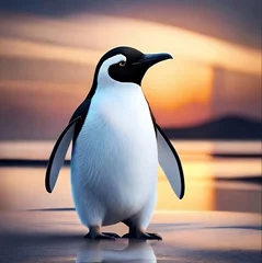 Poster penguin at sunset © srianto