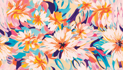 Hand drawn modern artistic flowers print. Unique exotic abstract contemporary seamless pattern.