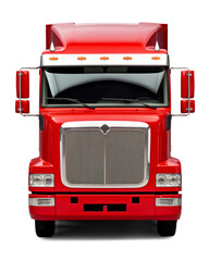 Red truck front view isolated on transparent or white background, png