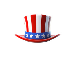 Uncle Sam's hat isolated on transparent or white background, png