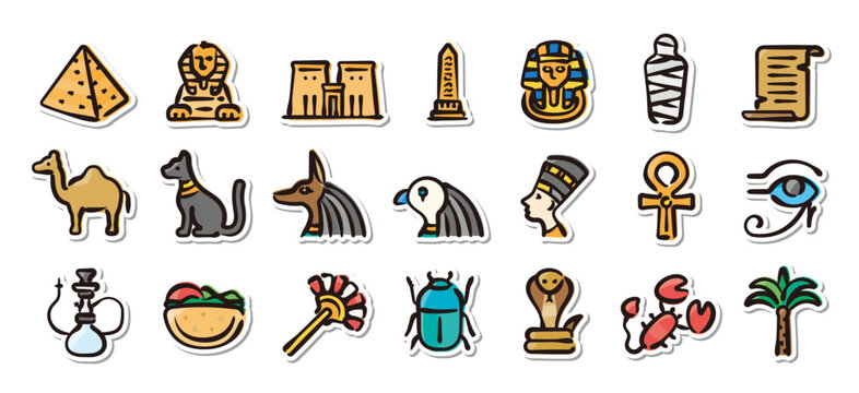 Illustrated sticker set of Egypt.Quick and simple to use.