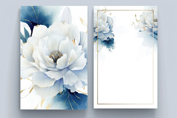 Blue and White Multi-Use Template: Perfect for Business, Wedding Invitations, RSVP, Menu, and Watercolor Floral Themes