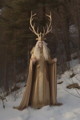 A fantasy winter Queen or Princess. Great for fantasy stories about winter, ice, snow, witches, fairies, druids and more. 