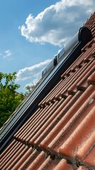 Historic house with modern solar panels on roof