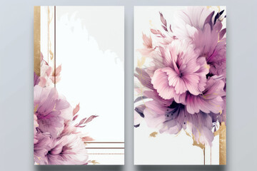 Elegant Business and Wedding Card Design with Dark Pink Flowers: Ideal for DIY Watercolor Floral Themes