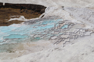 Natural travertine pools and terraces in Pamukkale Turkey. Also famous as cotton castle .