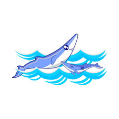 Fototapeta na wymiar whale in sea illustration 