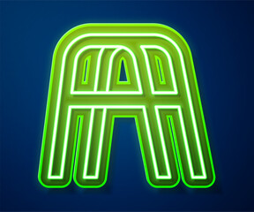 Glowing neon line Walker for disabled person icon isolated on blue background. Vector