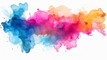 Colorful watercolor stain isolated on a white background AI - obrazy, fototapety, plakaty