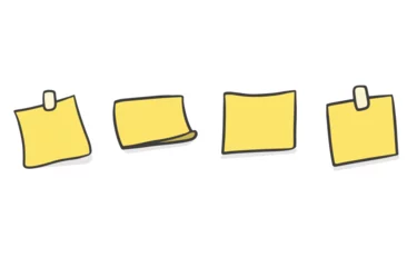 Fotobehang sticker notes, Yellow post it paper sticky note with shadow   © PloyA