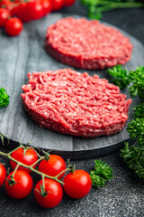meat cutlet raw ground meat fresh beef, pork, chicken meal food snack on the table copy space food background rustic top view