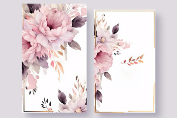 Elegant Business and Wedding Card Design with Light Pink Flowers: Perfect for DIY Watercolor Floral Themes