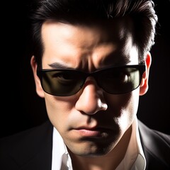 Fototapeta premium Villain from Asian action movies. Great for stories on crime, underworld, mobsters, dons, Mafia, action, ruthless businessman and more. 
