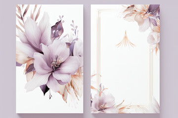 Featuring Dark and Light Purple: A Multi-Use Template for Business, Wedding Invitations, RSVP, Menu, and Watercolor Floral Themes