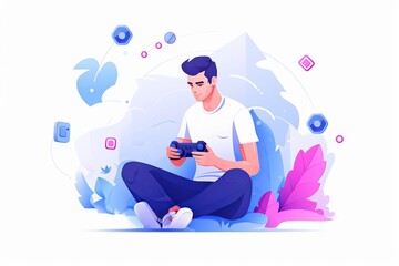 Obraz premium Boy playing video game