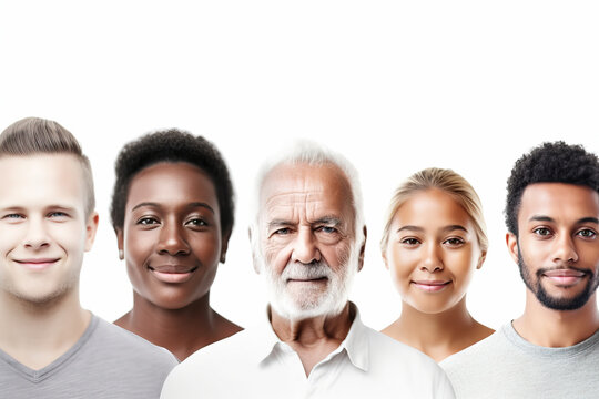 Studio Portrait Of Diverse Group Of People With White Background