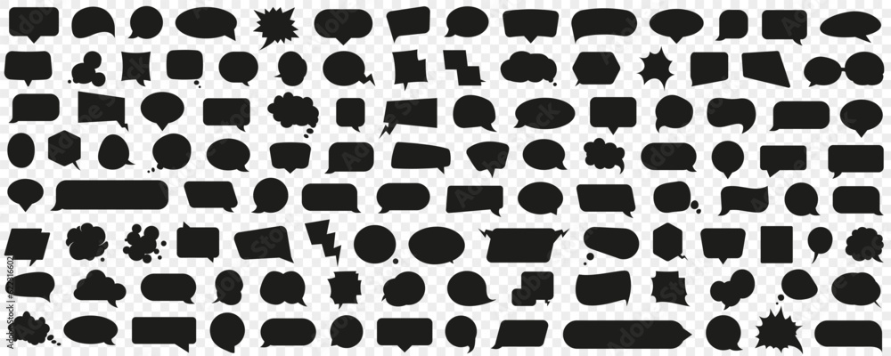 Aufkleber speech bubble template collection. set of black chat speech bubble. abstract speech bubble cloud tem