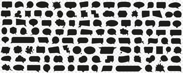 Speech bubble template collection. Set of black chat speech bubble. Abstract speech bubble cloud template
