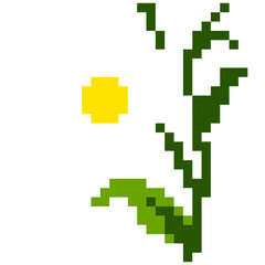 Naklejka na ściany i meble White flower cartoon icon in pixel style.
