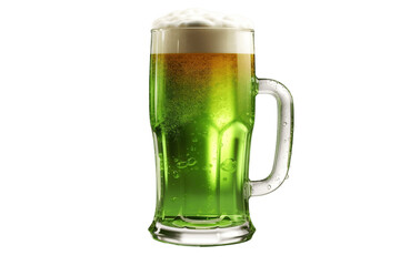 Green Glass of Beer on Transparent Background. Generative AI