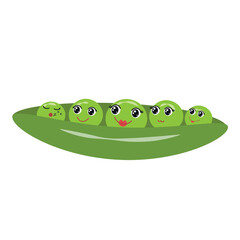 Funny peas with cartoon faces
