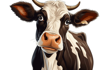 Funny Cow Face Illustration on Transparent Background. Generative AI