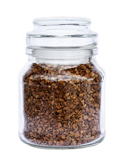 Ground coffee beans in bottle