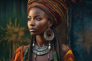 Portrait of a traditional and culturally beautiful African woman, celebrating the diversity and...