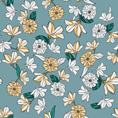 seamless vector flower pattern on  background