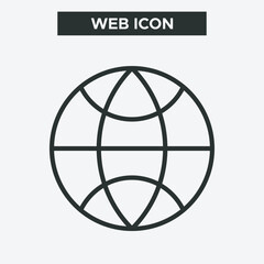 Globe or web icon on white background. Outline globe or web icon. Minimal and premium globe icon. EPS 10 Vector.