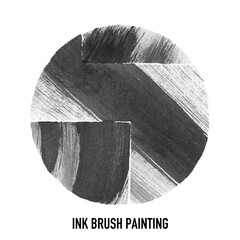 Round ink brush painting