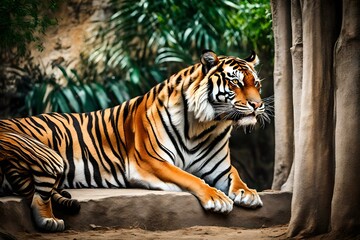 Fototapeta na wymiar tiger in the zoo generative AI tools