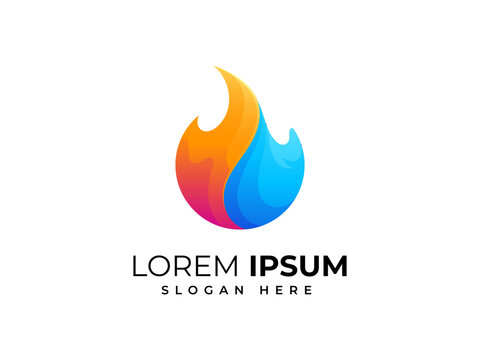 fire water element simple logo design
