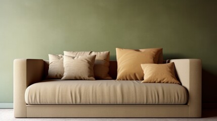 home interior mock up room design beige color sofa against empty color wall house concept,generative ai