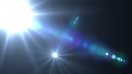 Obraz premium Optical Lens flare effect, 4K white on black background. Overlay light effect, Realistic 3d render