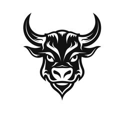 Bull head vector logo template on white background. Bull head vector illustration