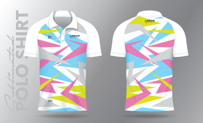 Sublimation Polo Shirt mockup template design for badminton jersey, tennis, soccer, football or sport uniform