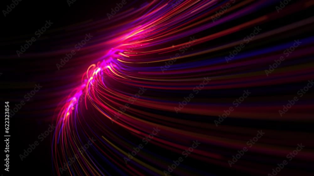 Wall mural dynamic electric light strokes background/ 4k animation of an abstract background of kinetic glowing